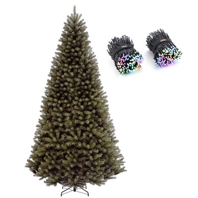 National Tree Company North Valley Spruce 9 Foot Artificial Christmas Tree Bundle w/ Twinkly Bluetooth Wifi 600 LED RGB Color 157.5 Foot String Lights
