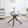 NicBex Space Saving Round Glass Dining Table with Cross Metal Legs,Modern Kitchen Table Bar Table,Dining Room Furniture - 2 of 4
