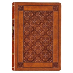 KJV Holy Bible, Giant Print Full-Size Faux Leather Red Letter Edition - Thumb Index & Ribbon Marker, King James Version, Brown Diamond - 1 of 1