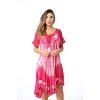 Embroidered Mesh Sleeve Tie Dye Dress (Large, Fuchsia / Pink) - 2 of 3