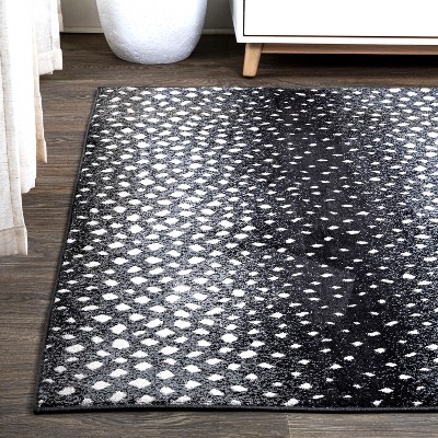 Abstract Antelope Black and Cream Synthetic 3x5 Area Rug