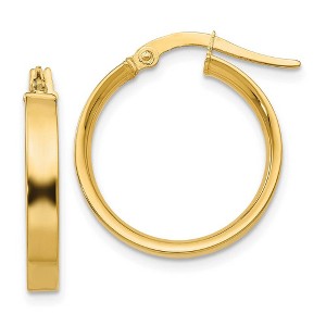 Black Bow Jewelry 3mm, 14k Yellow Gold Polished Round Hoop Earrings, 18mm (11/16 Inch) - 1 of 4