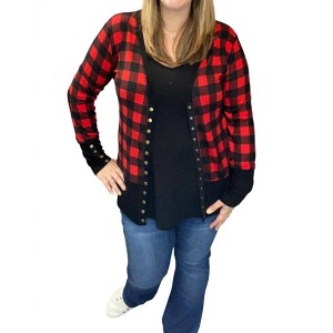 Women's Buffalo Plaid Snap Cardigan - Flowerdaze - 1 of 3
