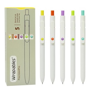 Wrapables Smooth Retractable Black Ink Gel Pens, 0.5mm Fine Point, for Home Office Work (Set of 5), Pastel - 1 of 4