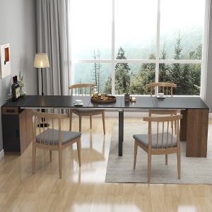 Ridstar 118.11 in. W Modern Multifunctional Extendable Dining Table with Storage for Parties, Weddings, Conferences & Celebrations-Brown - 1 of 4