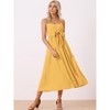 Allegra K Women's Summer Boho Casual Sleeveless Spaghetti Strap Tie Waist Flowy Maxi Sundresses - 3 of 4