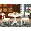 Mid-Century Dinette Set - 3 Piece Table & Chairs - Linen White Finish - Round Dining Table - 2 of 4
