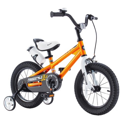 Royalbaby Freestyle 14 Children Kids Bicycle Bike W handbrake Coasterbrake Training Wheels And Water Bottle For Boys And Girls Ages 3 To 5 Orange Target