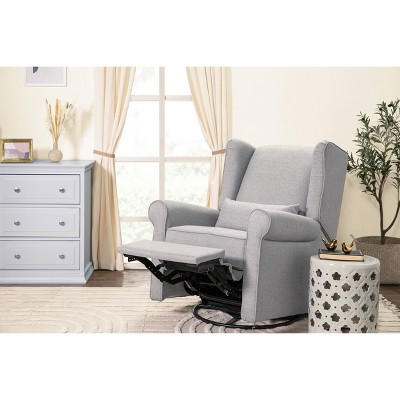 Misty Grey Swivel Recliner with Wingback Design