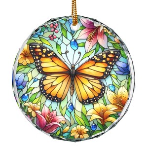 Christmas Ornaments Crystal Hanging Decor, Christmas Tree Glass Hanging Butterfly Ornament for Xmas Gifts - 1 of 3