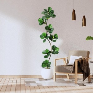 Jojoka Artificial Fiddle Leaf Fig Tree with Planter, Adjustable Faux Plant for Living Room Bedroom Office Home Decor - 1 of 4