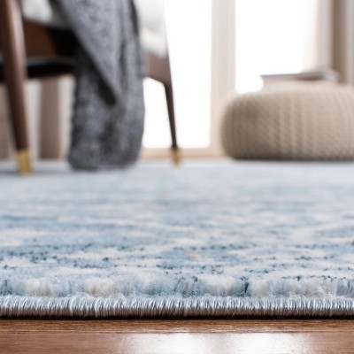 Isabella Denim Blue and Ivory Synthetic Square Area Rug