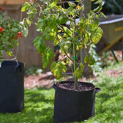 Black 5-Gallon Nonwoven Fabric Grow Bags for Indoor and Outdoor Gardening, 5-Pack
