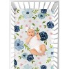 Sweet Jojo Designs Girl Baby Fitted Crib Sheet Watercolor Floral Blue Pink and Grey - 4 of 4