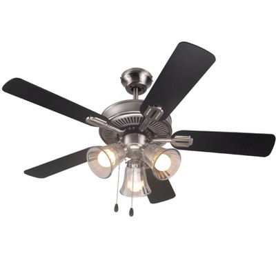 42'' Brushed Nickel Ceiling Fan with Reversible Blades and LED Lights