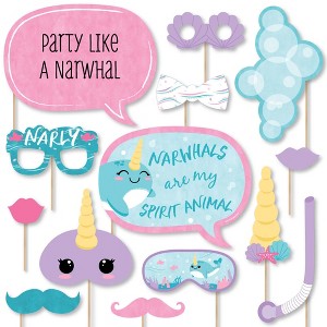 Big Dot of Happiness Narwhal Girl - Under The Sea Baby Shower or Birthday Party Photo Booth Props Kit - 20 Count - 1 of 4