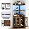 Garvee Corner Bar Cabinet, 5-Tier Industrial Wine Cabinet with Glass Holder, Industrial Liquor Cabinet with Adjustable Shelf, Rustic Brown - 3 of 4