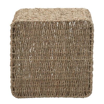 Natural Seagrass Square Wicker Basket with Metal Handles