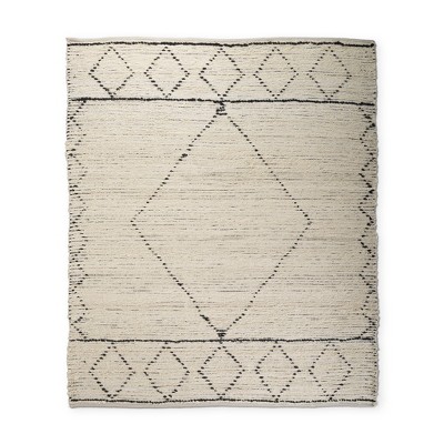Ivory and Gray Diamond Hand Woven Area Rug