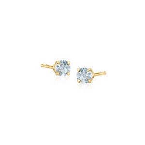 Ross-Simons 0.50 ct. t.w. Round Aquamarine Stud Earrings in 14kt Yellow Gold - 1 of 4