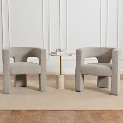 KINWELL 28" Wide Boucle Upholstered Square Armchair (Set of 2)