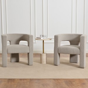 KINWELL 28" Wide Boucle Upholstered Square Armchair (Set of 2) - 1 of 4