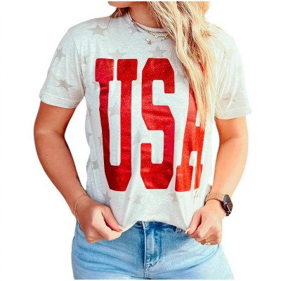 Women's USA Glitter T-Shirt - Prickly Pear TX
