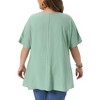 Women's Plus Size V Neck Short Sleeve Button Decor Irregular Hem Summer Casual Blouses - Agnes Orinda - 4 of 4