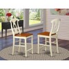 East West Furniture,Kenley Counter Height Stools With Wood Seat In Buttermilk and Cherry Finish, Set of 2 - 2 of 3