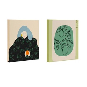 Deny Designs (Set of 2) Sandrapoliakov Woman and Fruit Canvas Wall Arts: UV Resistant Ink, Abstract, Modern Art - 1 of 4