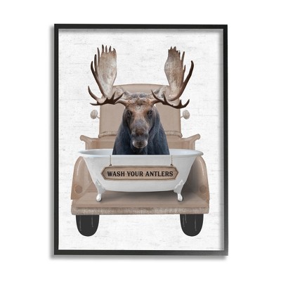 Stupell Industries Wash Your Antlers Truck Framed Giclee Art