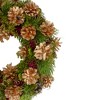 Northlight 12" Green, Gold, and Red Glitter Pinecones Christmas Wreath - 3 of 4