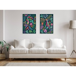 Kate & Laurel All Things Decor (Set of 2) Sylvie Tropical Parrot and Toucan Framed Canvas Arts by Rachel Lee  - 1 of 4
