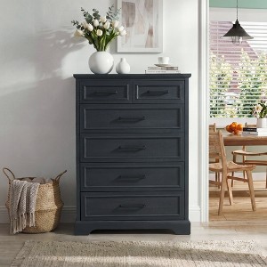 tall skinny black dresser for Bedroom, Narrow Storage Dresser Organizer with 7 F extending its purpose beyond just a clothing storage cabinet $34/mo - Finance DICTAC Black