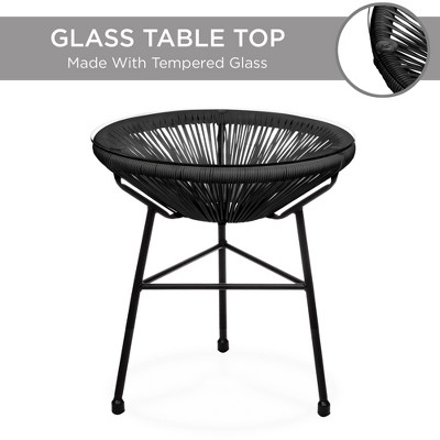 Black Acapulco 3-Piece Patio Bistro Set with Glass Table