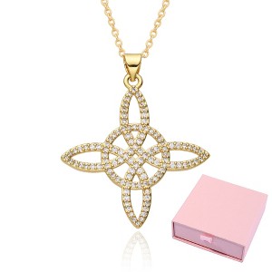 Elegant Pendant Necklace for Women – Fashionable Celtic Knot, Gilded Sterling, with Zirconia Accents - 1 of 3