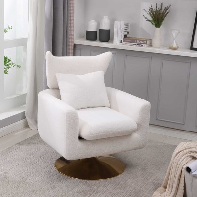 CAVINAS Linen Swivel Accent Chair with Wraparound Backrest,Comfy Upholstered Swivel Living Room Chairs,Reading Chairs for Living Room
