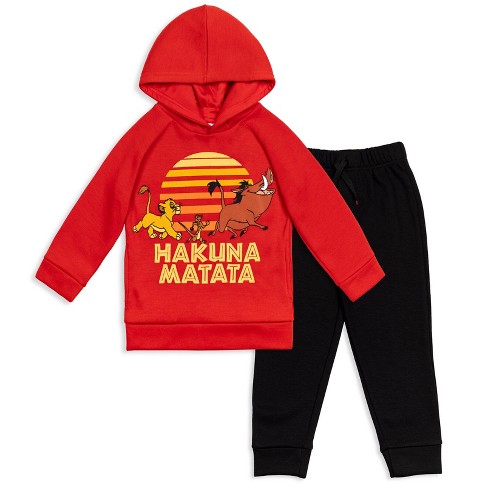 Disney Lion King Simba Pumbaa Timon Fleece Hoodie And Pants Outfit Set Red Black Target