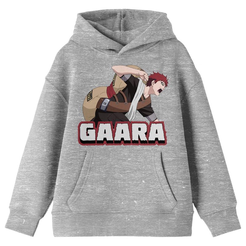 Naruto Classic Gaara Character in Action Pose Youth Athletic Heather Hoodie, 1 of 4
