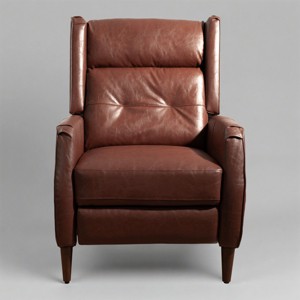 Art Leon Mid-century Recliner, Faux Leather Lounge Chair with Wood Chair Legs - 1 of 4
