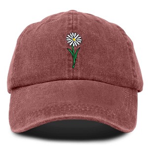 Dalix Daisy Embroidered Cap Cotton Baseball Hat Botanical Flower Adjustable Womens - 1 of 4