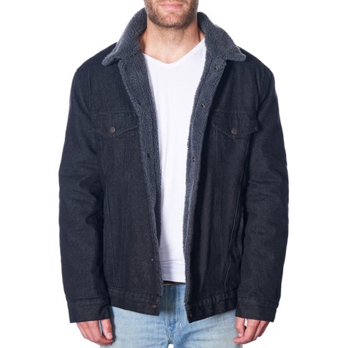 FAUX SHEARLING LINED DENIM TRUCKER JACKET