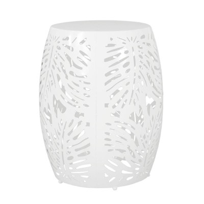 Coffee Table, Sofa Side Table, Modern Floor Coffee Table,Large Metal Side Table - White Finish for Living Room/Patio