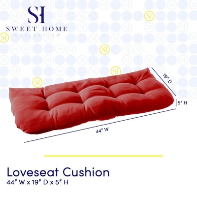 Red Tufted Outdoor Loveseat Cushion with Polyester Fill, 44" x 19"