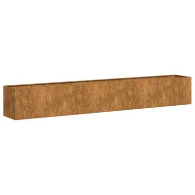 vidaXL Planter - Weathering Steel Plant Stand for Outdoor, Patio/Garden Decor, 110.2"x15.7"x15.7" Brown Rust Finish