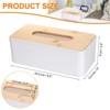 Unique Bargains Square Holder Tissue Cube Box Cover with Bamboo Lid 1 Pc - 2 of 3