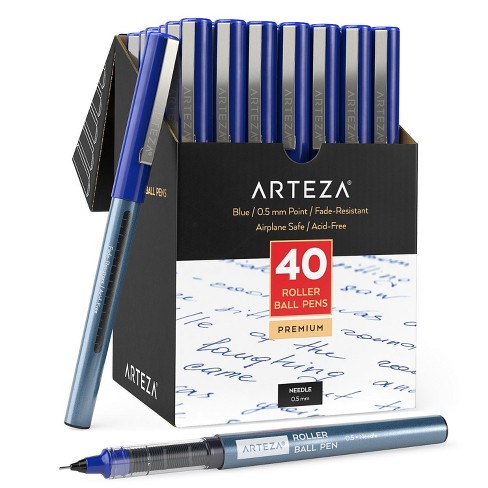 Arteza Black Roller Ball Pens, 0.7 mm Bullet Point - Pack of 20