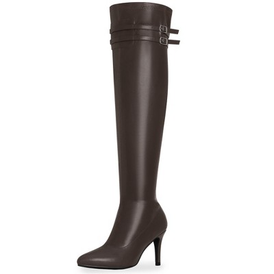 BLISSFUL STEP Pointed Toe Over the Knee High Zipper Stiletto High Heel Boots for Women