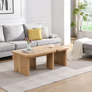 NicBex Natural Wood Rectangle Detachable Coffee Table Set,Single L-Shape End Table,Center Table for Livng Room - 1 of 4
