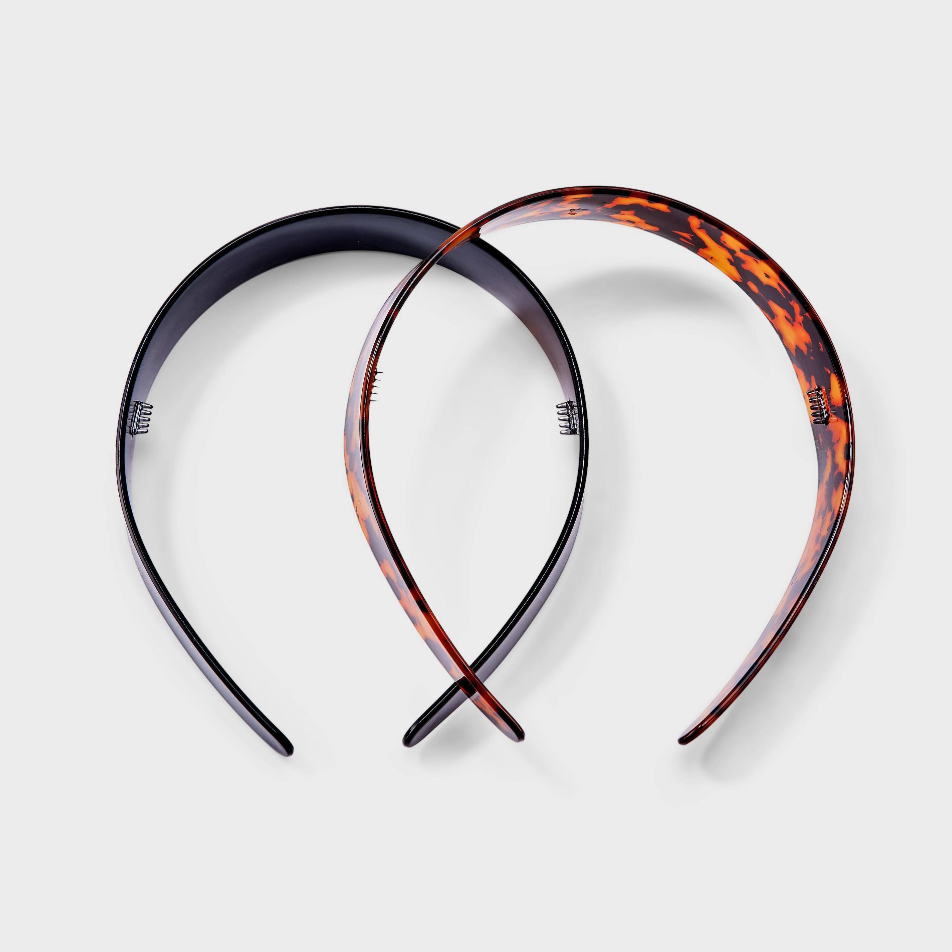 Acrylic Tortoise Marble Headband Set 2pc - A New Day™ Black